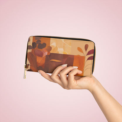 Women's Ochre Wallet - Vegan Abstract Foliage