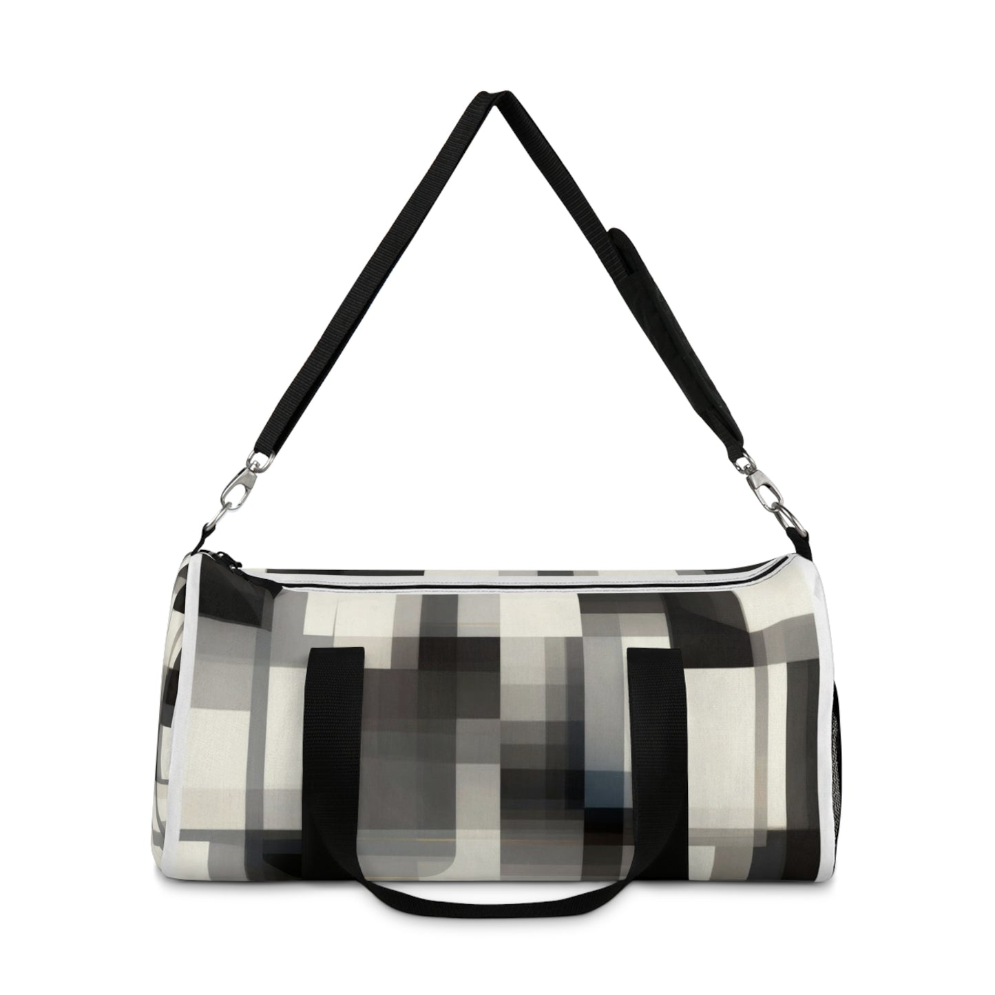 Monochrome Pixel Pattern Duffel Bag — Modern Travel Gym Bag