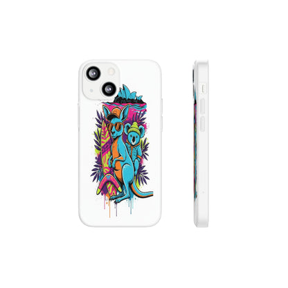 Kangaroo & Koala Surf Phone Case — Neon Aussie Beach Vibes Flexible Case