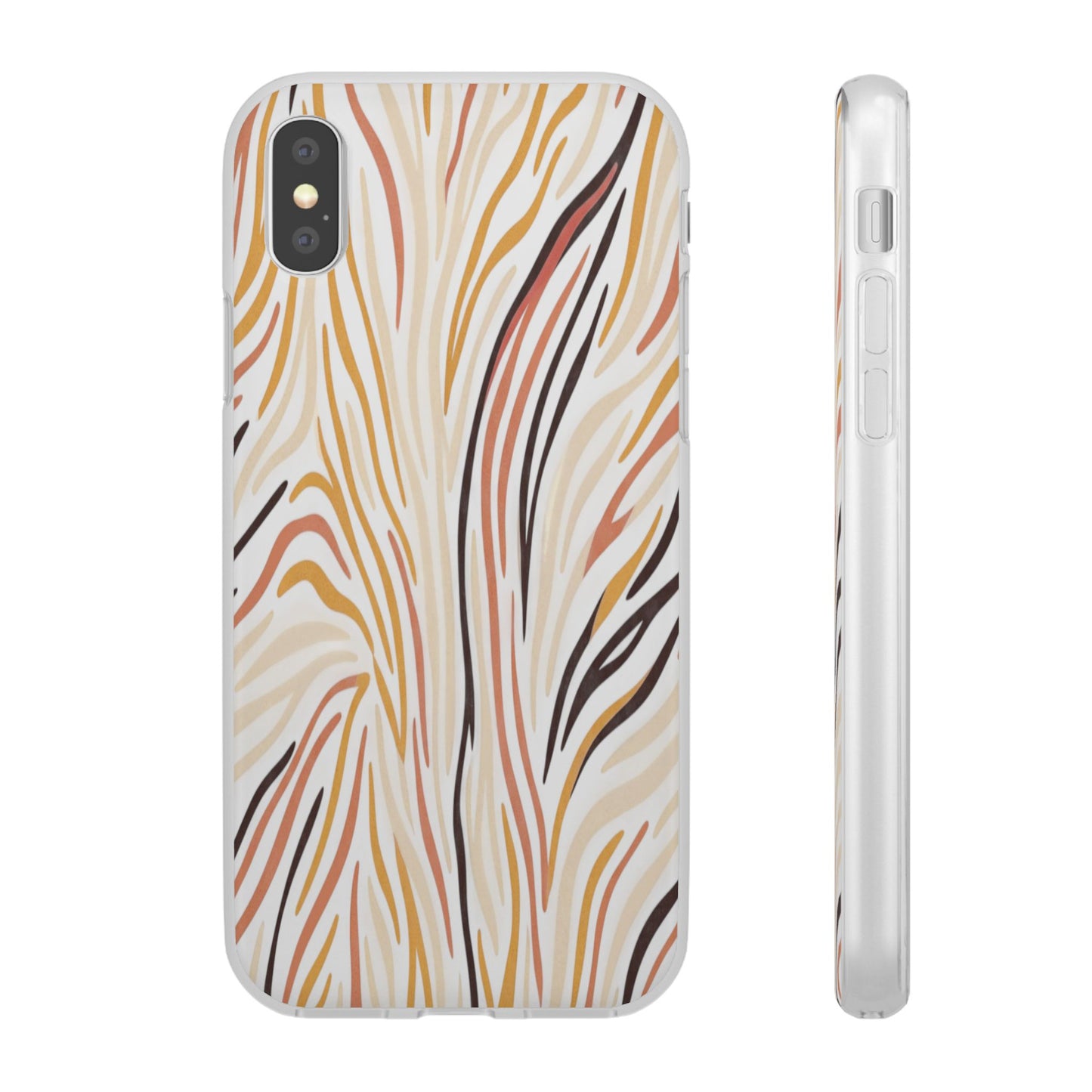 Marbled Neutral Stripe Phone Case — Abstract Beige & Terracotta Flexi Case
