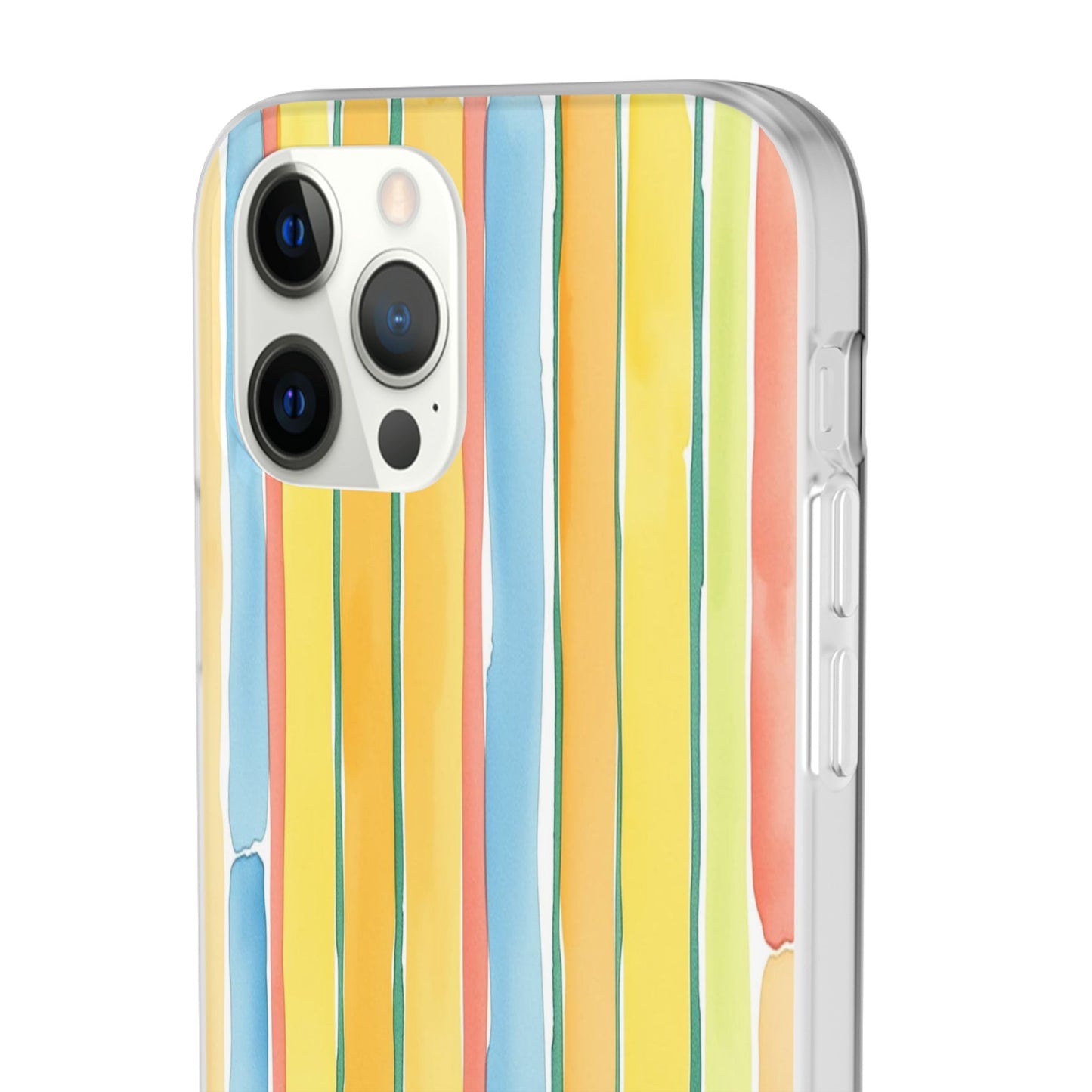 Watercolor Stripe Phone Case — Bright Pastel Vertical Stripes Protective Flexi Case