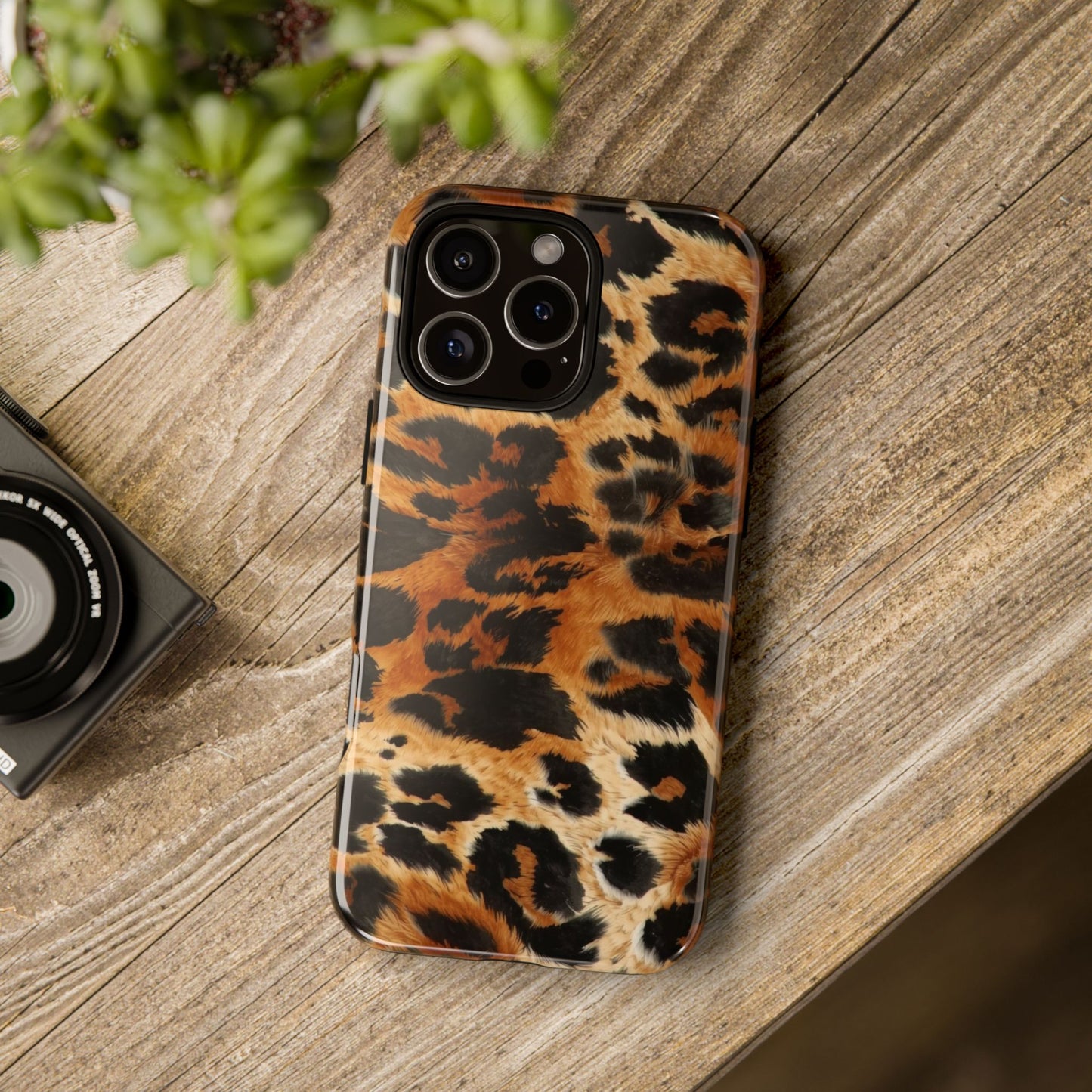 Leopard Print Tough Phone Case – Rugged Protective iPhone Cover