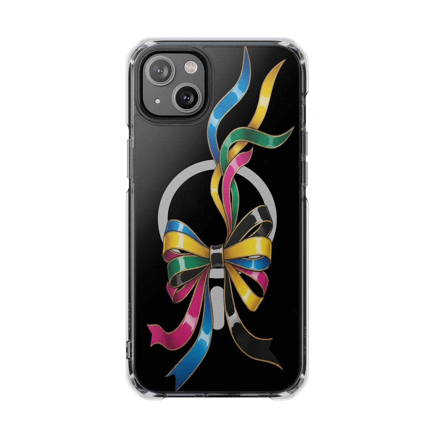 Clear Magnetic Phone Case — Colorful Ribbon Bow Design