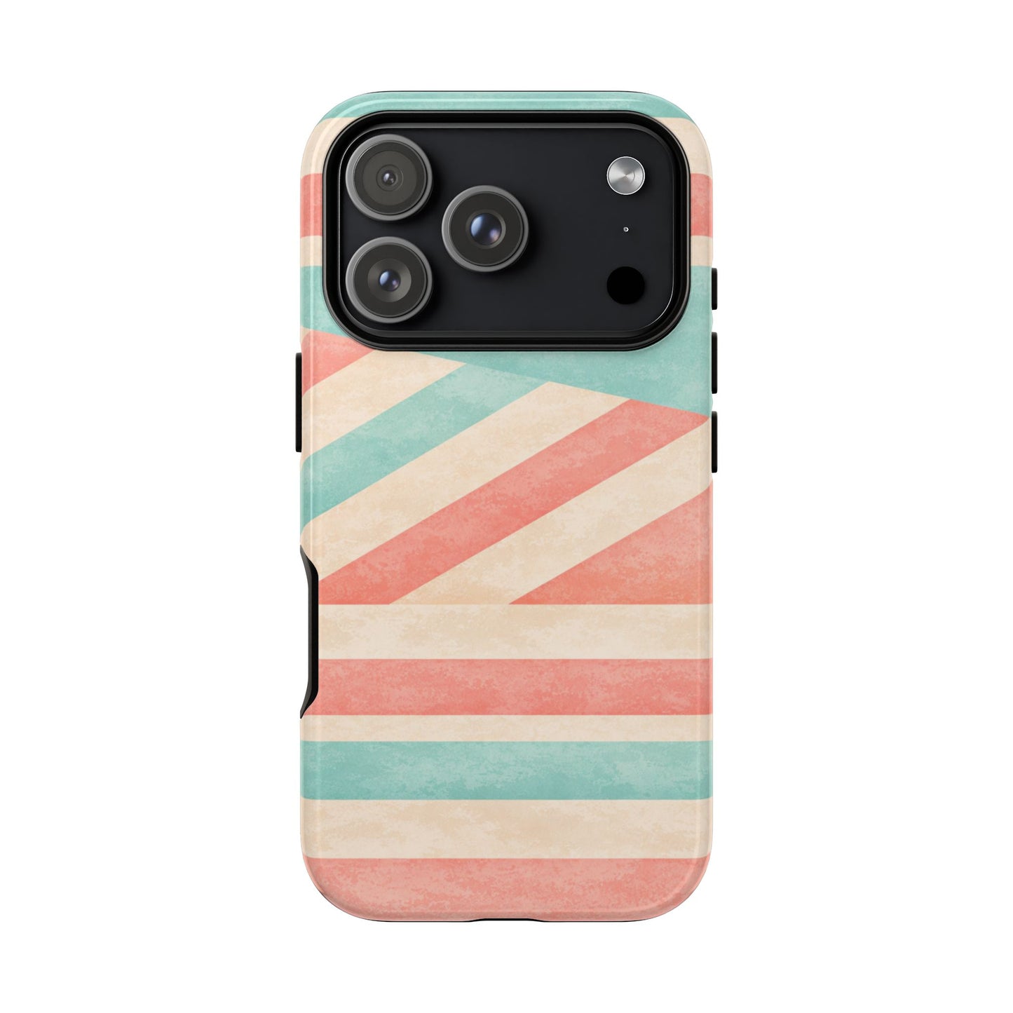 Pastel Stripes Tough Phone Case – Retro Coral & Teal Protective Cover