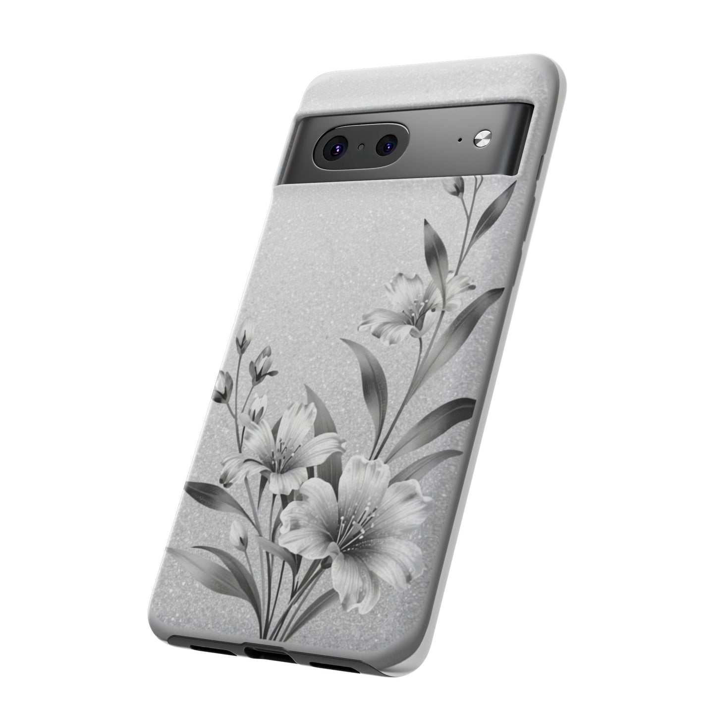 Floral Monochrome Phone Case — Elegant Black & White Lily Design