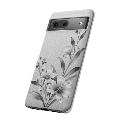 Floral Monochrome Phone Case — Elegant Black & White Lily Design