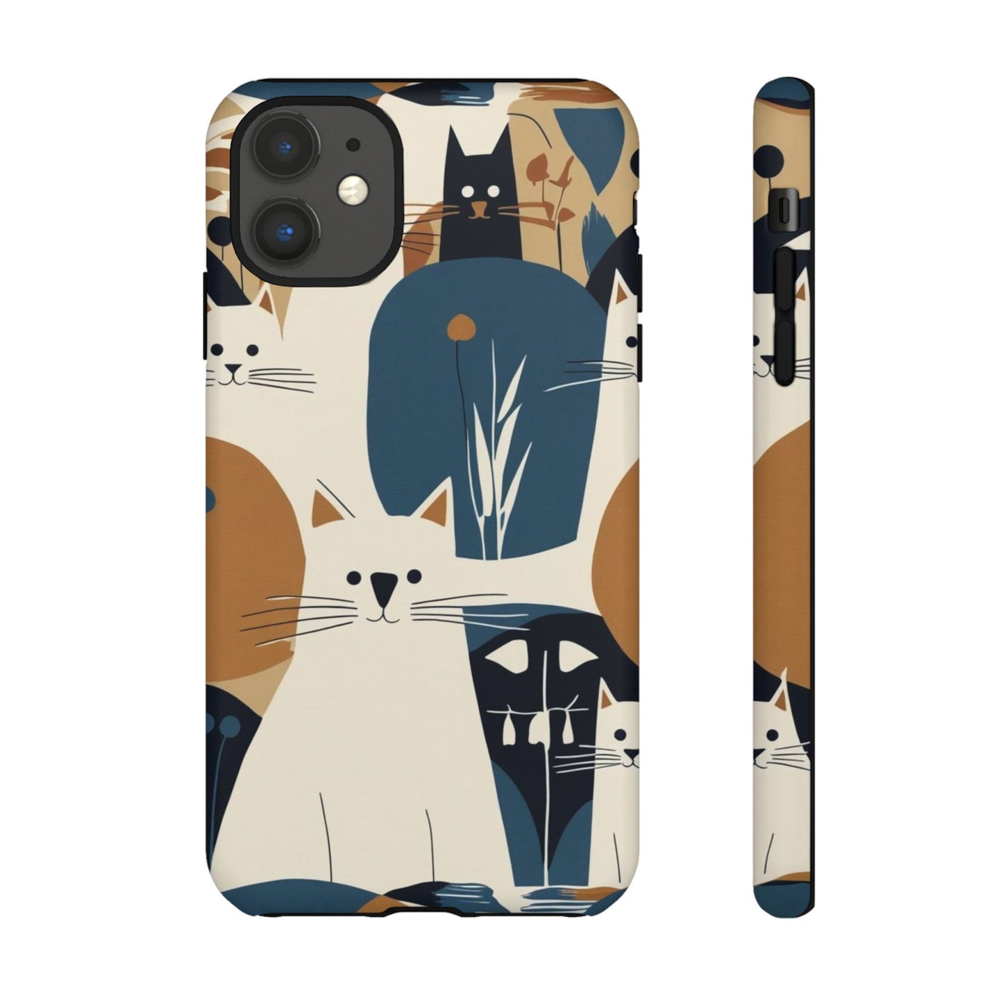 Cat Pattern Phone Case – Retro Abstract Cats Protective iPhone Cover
