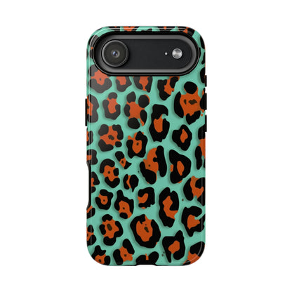 Teal & Rust Leopard Phone Case — Tough Protective Animal Print