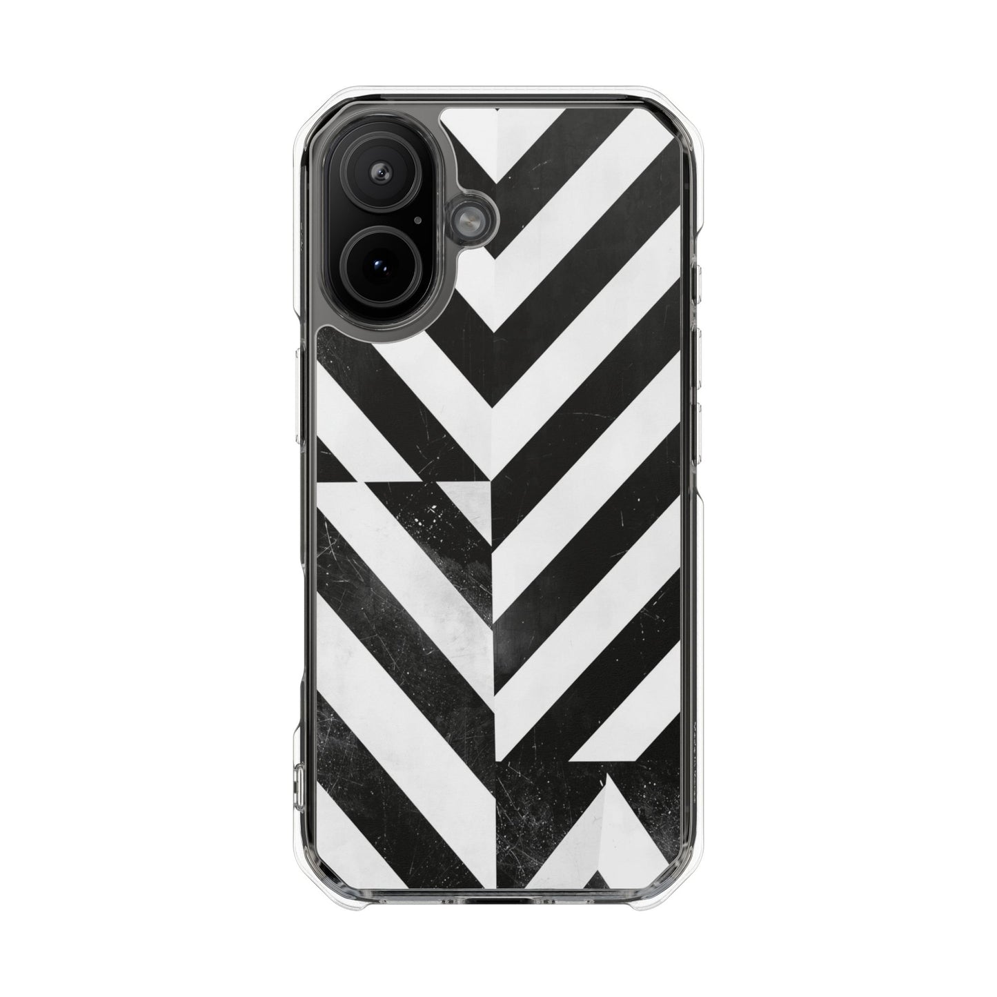 Clear Magnetic Phone Case — Bold Black & White Chevron Impact Design
