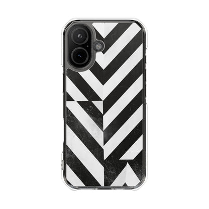 Clear Magnetic Phone Case — Bold Black & White Chevron Impact Design
