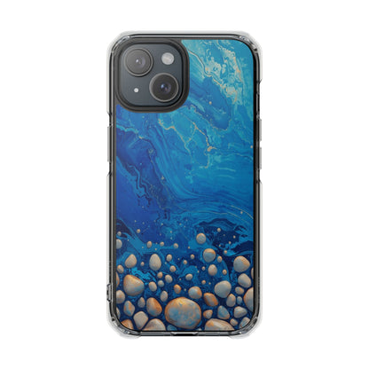 Clear Magnetic Phone Case — Blue Ocean Pebble Design