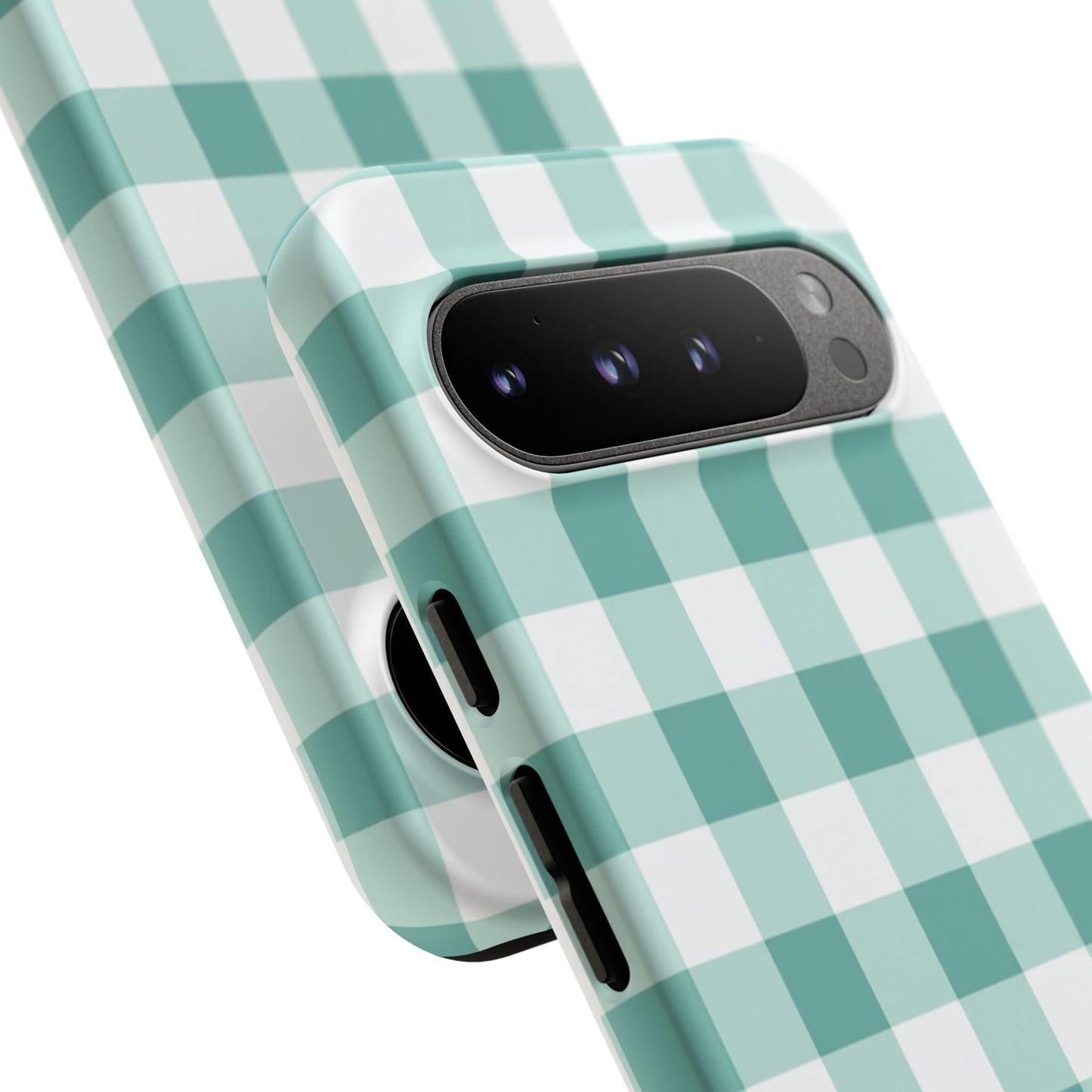 Mint Green Buffalo Check Tough Phone Case — Durable Plaid Protective Cover