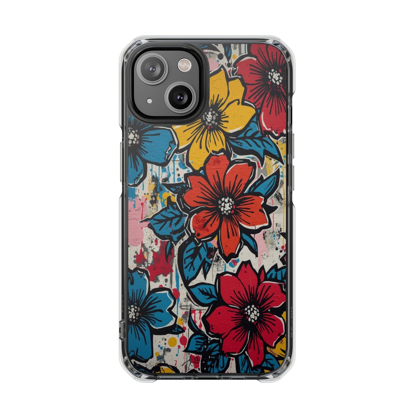 Clear Magnetic Phone Case — Colorful Floral Impact Protection