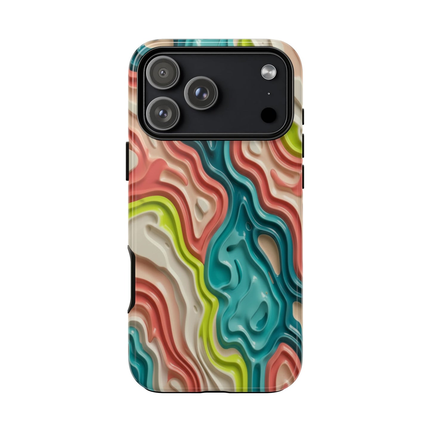 Abstract Contour Phone Case — Colorful Topographic Pattern Tough Case