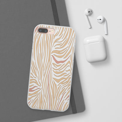 Neutral Zebra Print Flexi Case — Beige & Rose Gold Animal Pattern Phone Cover