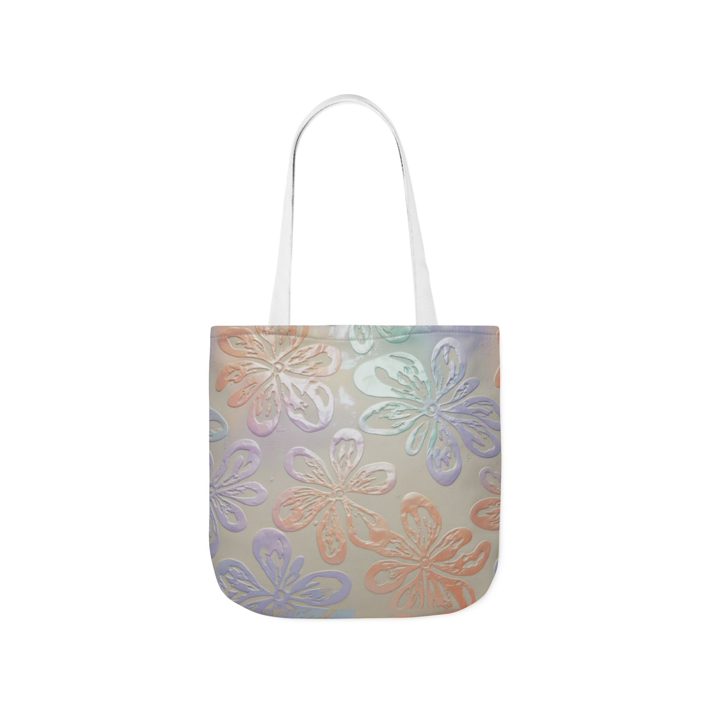 Pastel Floral Canvas Tote Bag — Embossed Hibiscus Beach Tote