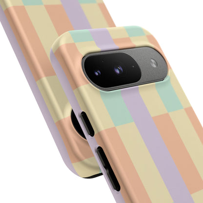 Pastel Checkered Phone Case — Retro Stripe Tough Case