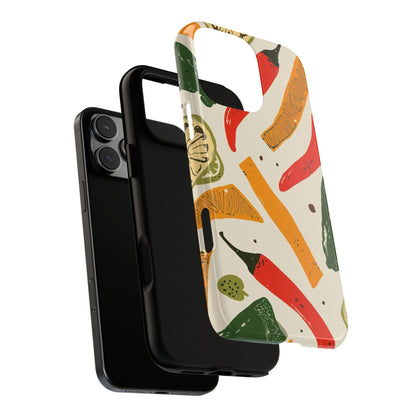 Spicy Peppers Phone Case – Colorful Chili, Lime & Citrus Pattern