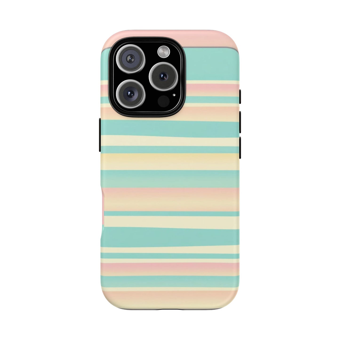 Pastel Striped Tough Phone Case — Mint, Peach & Cream Protective Cover