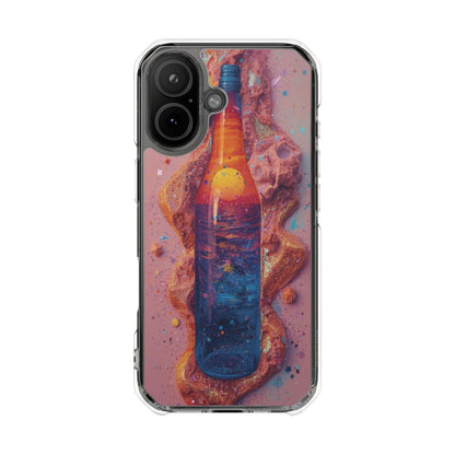 Clear Magnetic Phone Case — Cosmic Bottle Sunset Design