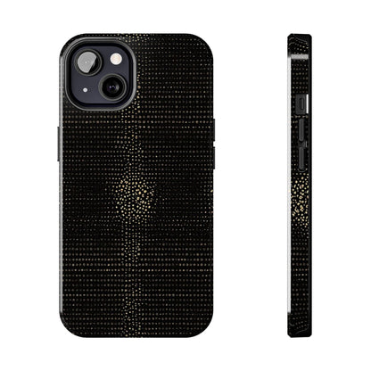 Tough Phone Case — Black Textured Metallic Dot Shield