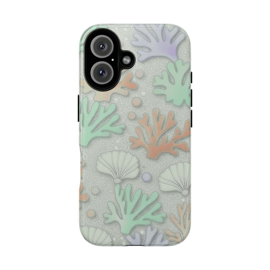 Pastel Coral Reef Tough Phone Case – Sea Shell & Coral Pattern Durable Protector