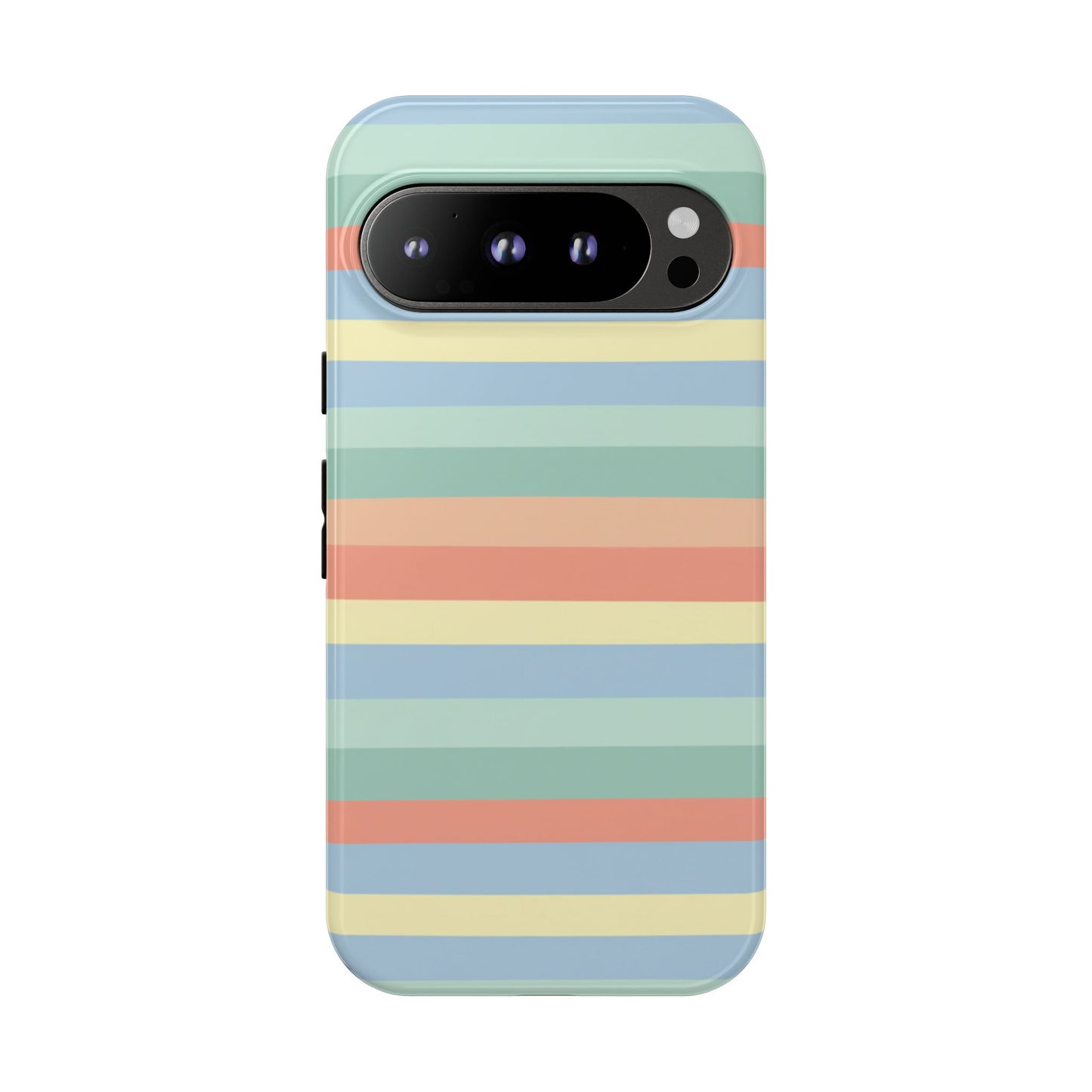 Pastel Striped Phone Case — Retro Horizontal Multi-Color Tough Case