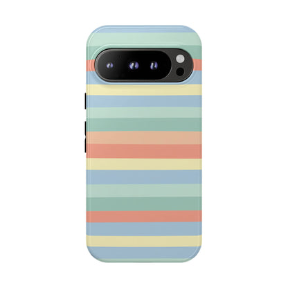Pastel Striped Phone Case — Retro Horizontal Multi-Color Tough Case