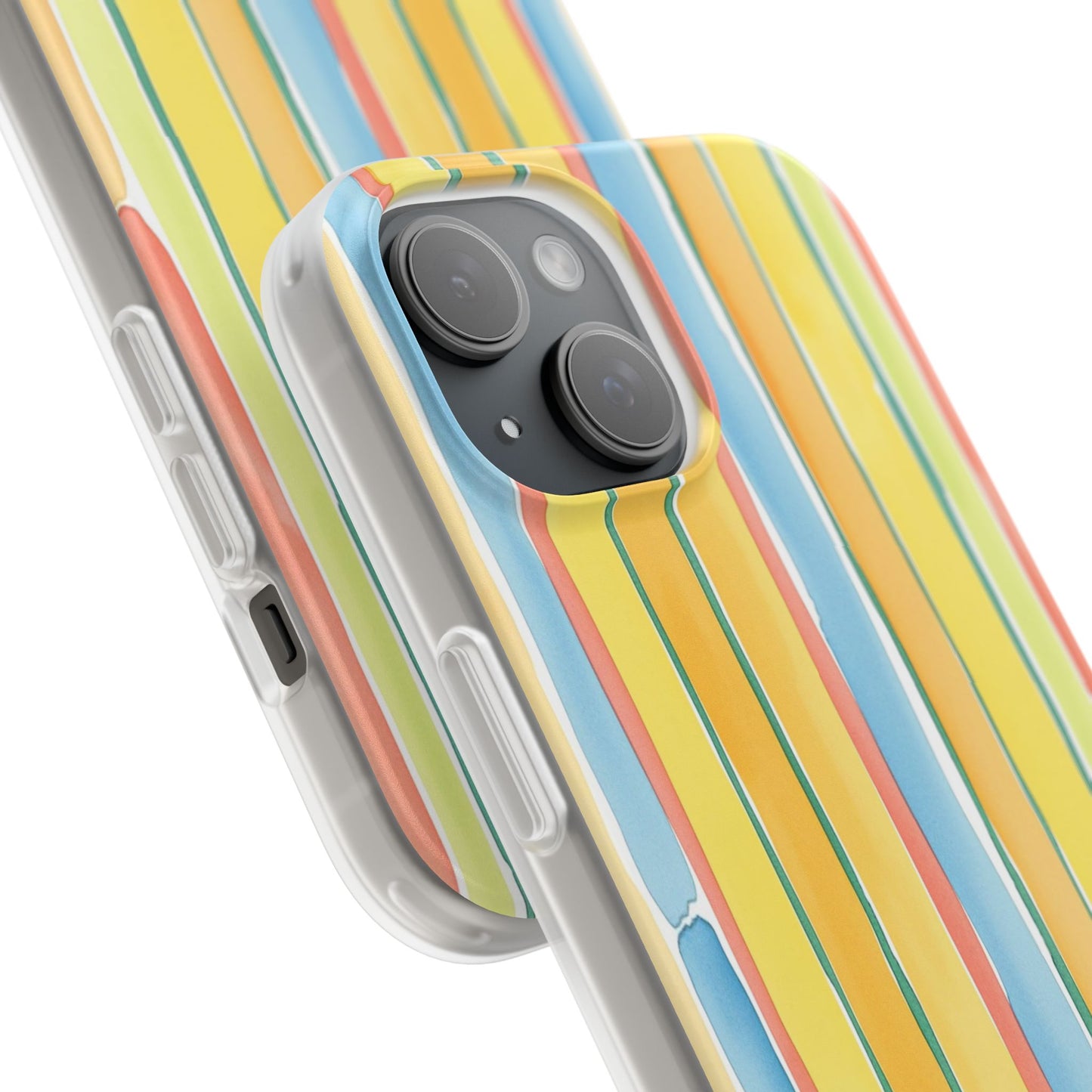 Watercolor Stripe Phone Case — Bright Pastel Vertical Stripes Protective Flexi Case