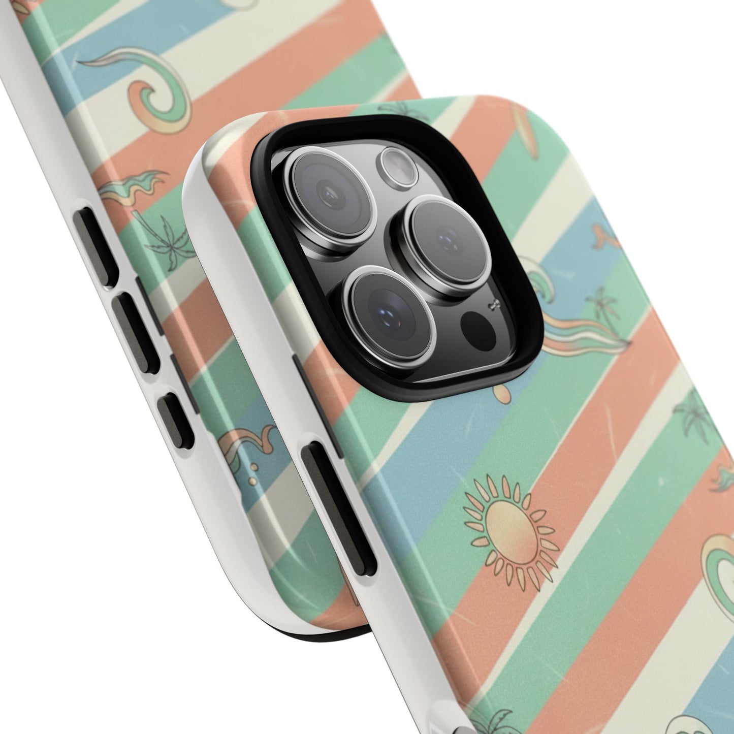 Surf Stripe Tough Phone Case — Retro Beach Waves Pattern