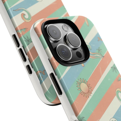 Surf Stripe Tough Phone Case — Retro Beach Waves Pattern