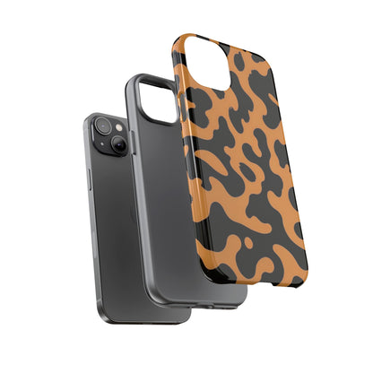Leopard Print Phone Case — Orange & Black Tough Pattern Protective Cover