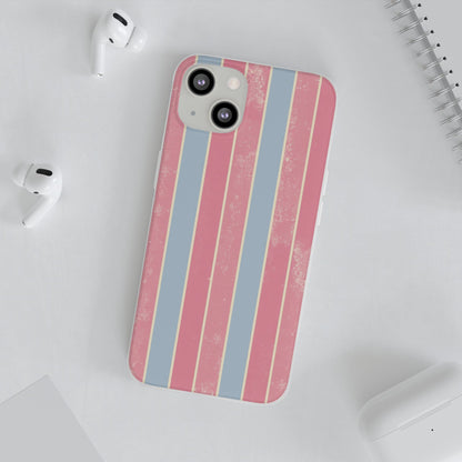 Striped Pink & Blue Phone Case — Retro Pastel Flexi Case