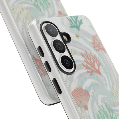 Seafoam Coral Tough Phone Case - Pastel Ocean Wave Design