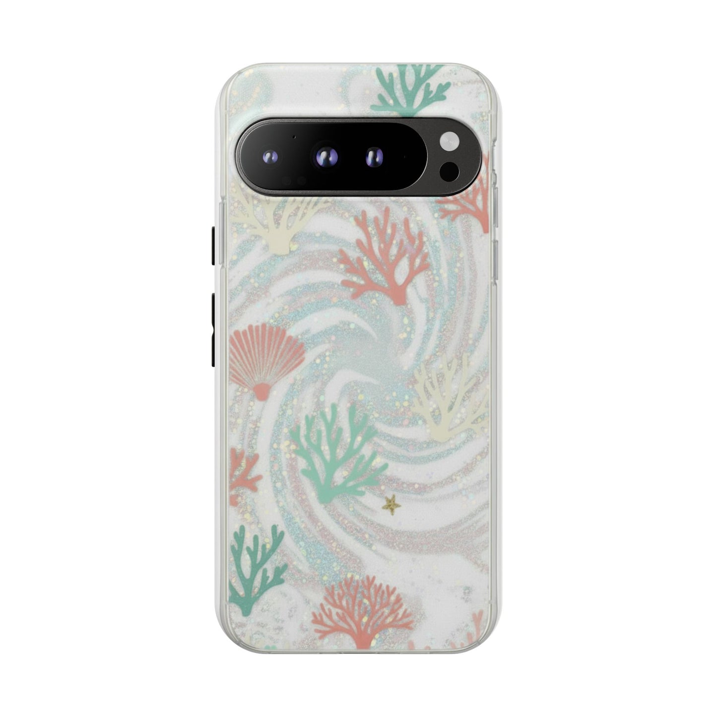 Seafoam Coral Tough Phone Case - Pastel Ocean Wave Design