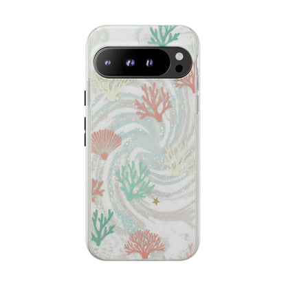 Seafoam Coral Tough Phone Case - Pastel Ocean Wave Design