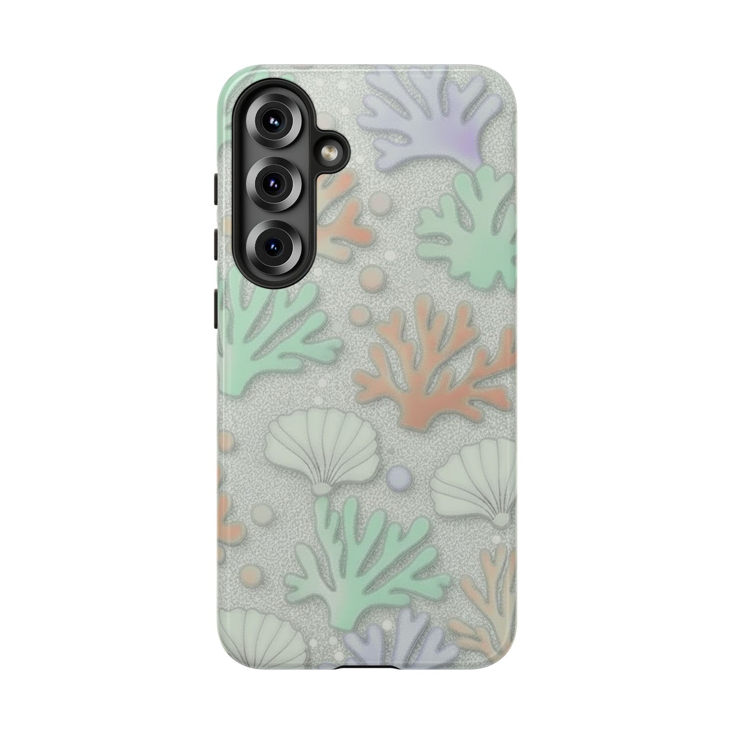Pastel Coral Reef Tough Phone Case – Sea Shell & Coral Pattern Durable Protector