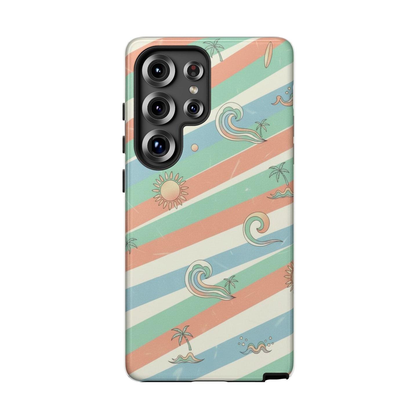 Surf Stripe Tough Phone Case — Retro Beach Waves Pattern