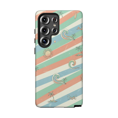 Surf Stripe Tough Phone Case — Retro Beach Waves Pattern