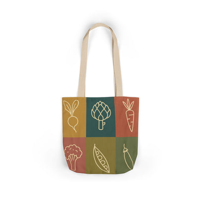 Vegetable Patch Tote Bag — Retro Produce Canvas Grocery Tote