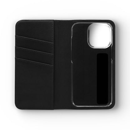 Checkerboard Flip Phone Case – Retro Black & Cream Geometric Wallet Case