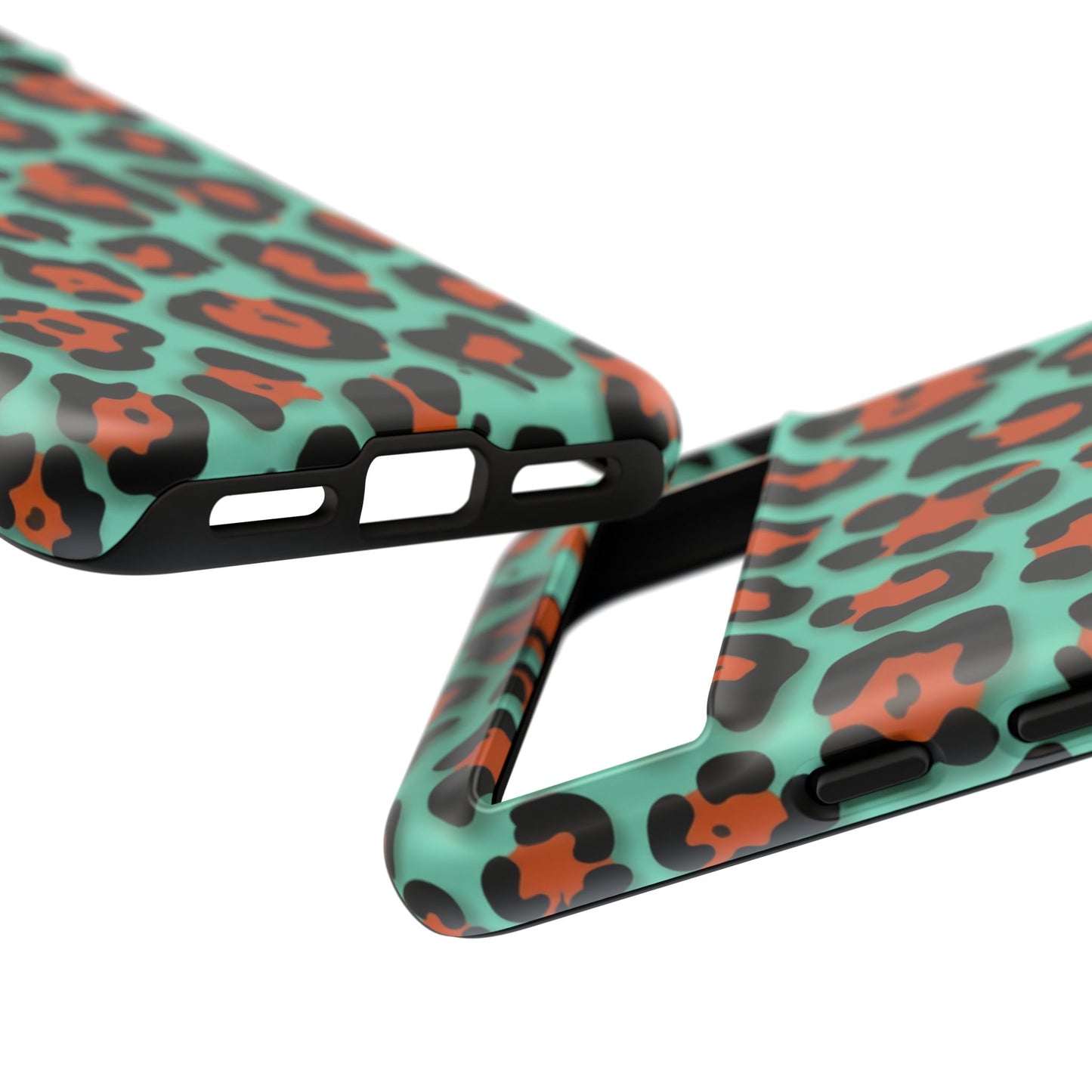 Teal & Rust Leopard Phone Case — Tough Protective Animal Print