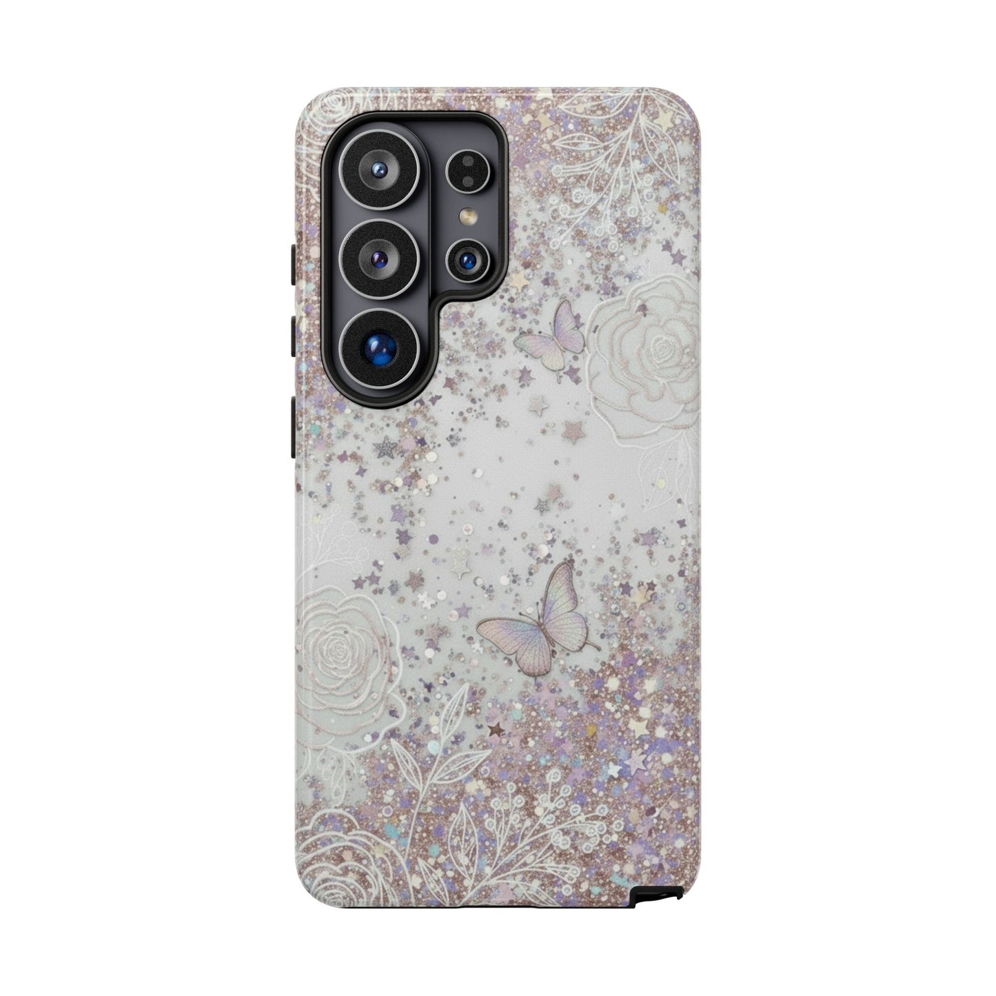Butterfly Glitter Tough Phone Case — Floral Sparkle Protective Case