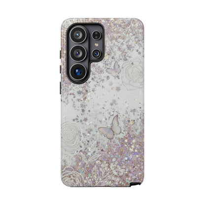 Butterfly Glitter Tough Phone Case — Floral Sparkle Protective Case