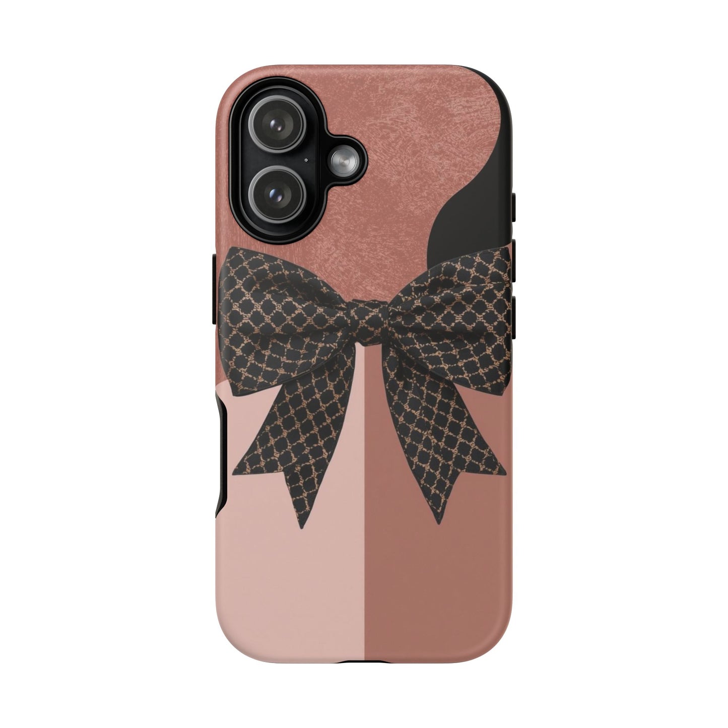 Bow Stripe Tough Phone Case – Pink Mauve Protective Cover