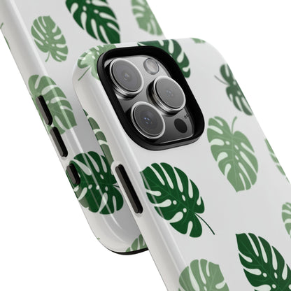 Monstera Leaf Phone Case — Tropical Green Pattern Tough Case