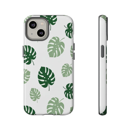 Monstera Leaf Tough Phone Case – Tropical Green Palm Pattern Protective Cover