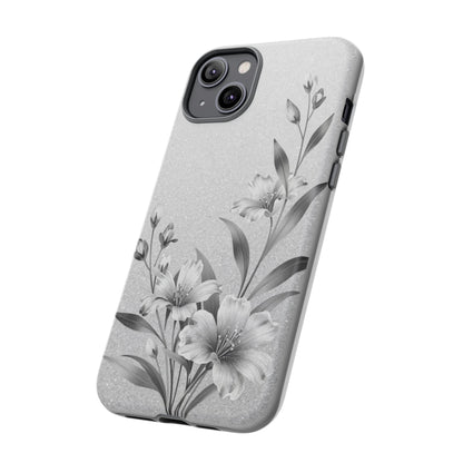 Floral Monochrome Phone Case — Elegant Black & White Lily Design