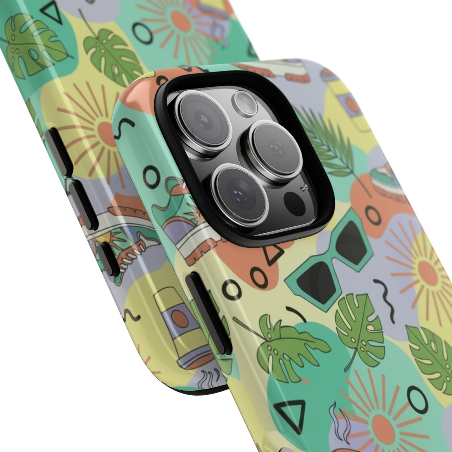 Tropical Summer Phone Case — Retro Sunglasses, Sneakers & Palm Pattern