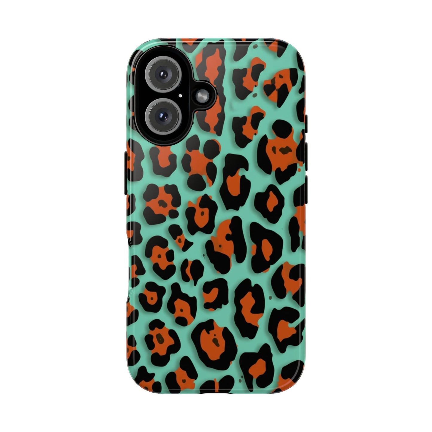 Teal & Rust Leopard Phone Case — Tough Protective Animal Print